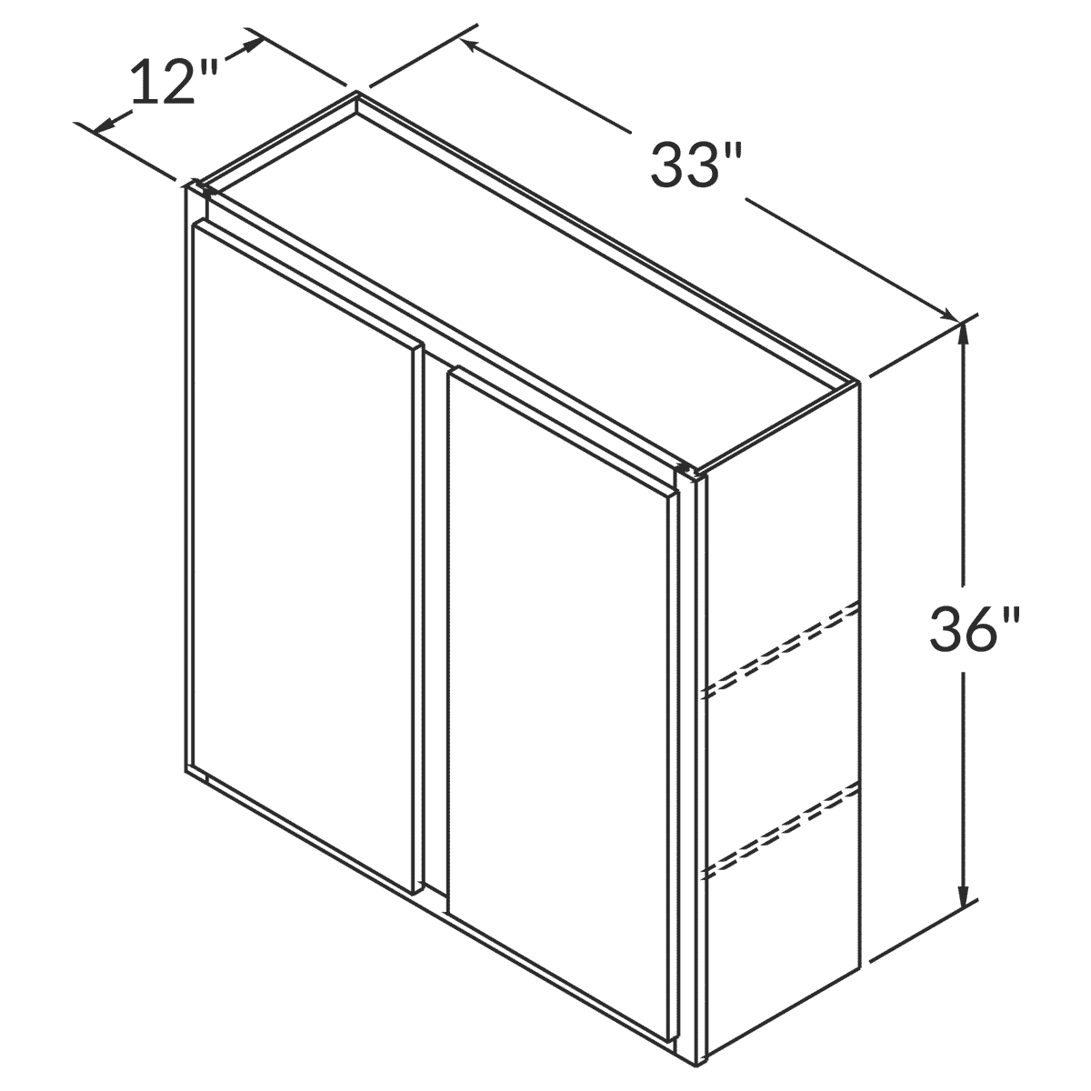 Cubitac Basic Oxford Pastel Wall 33"W x 36"H Assembled Cabinet Wireframe