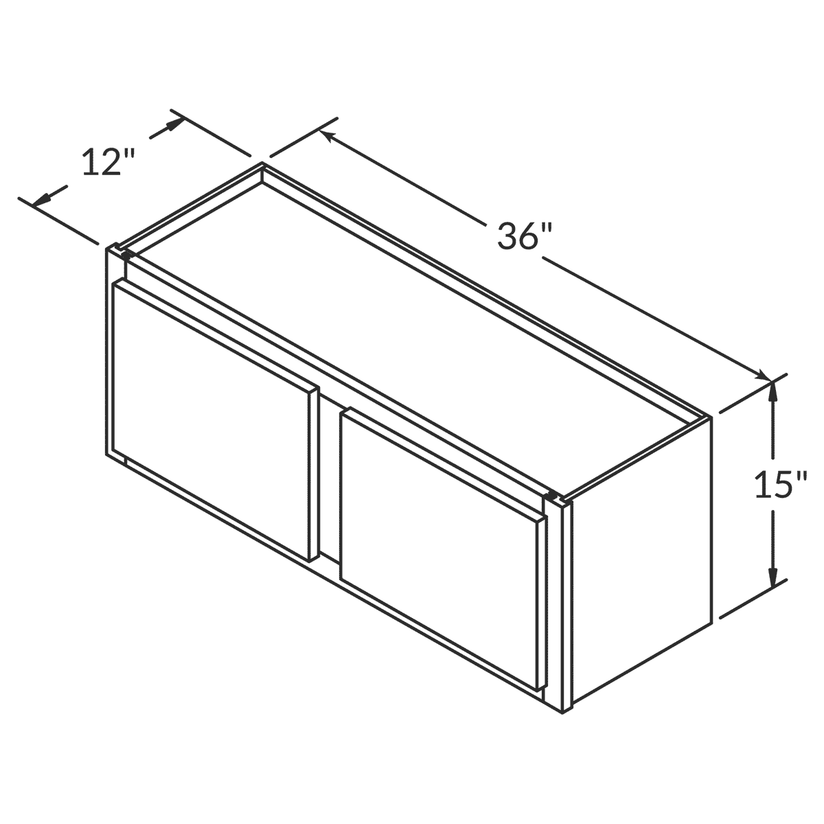 Cubitac Basic Oxford Latte Wall 36"W x 15"H Assembled Cabinet Wireframe