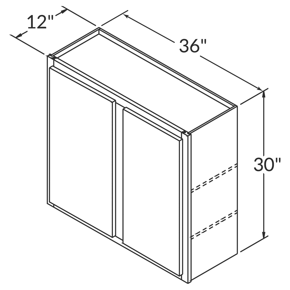 Cubitac Basic Oxford Pastel Wall 36"W x 30"H Assembled Cabinet Wireframe