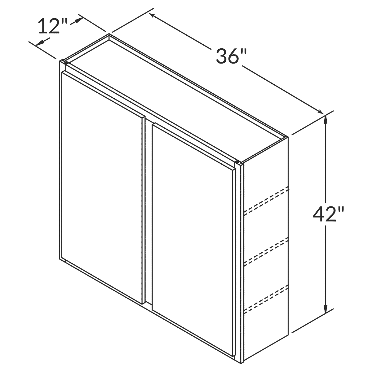 Cubitac Imperial Bergen Shale Wall 36"W x 42"H Assembled Cabinet Wireframe