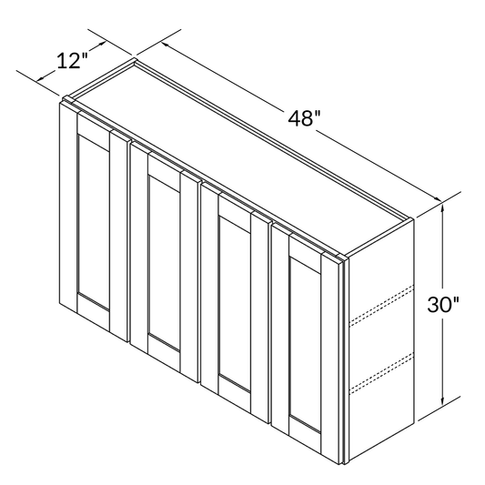 Wall Kitchen Cabinet W4830 Milan Pearl LessCare 48 in. width 30 in. height 12 in. depth