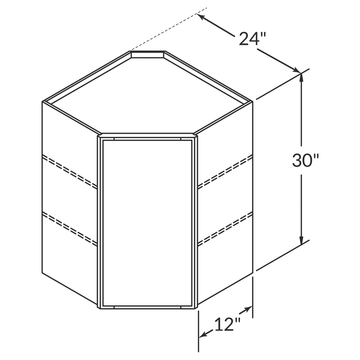 Cubitac Imperial Bergen Shale Diagonal Corner Wall 24"W x 30"H Assembled Cabinet Wireframe