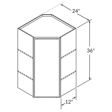 Cubitac Basic Oxford Latte Diagonal Corner Wall 24"W x 36"H Assembled Cabinet Wireframe