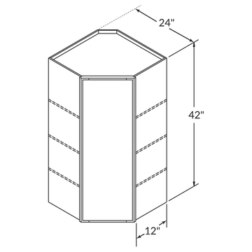 Wolf Dartmouth Dark Sable Stain Diagonal Corner Wall 24"W x 42"H Assembled Cabinet Wireframe