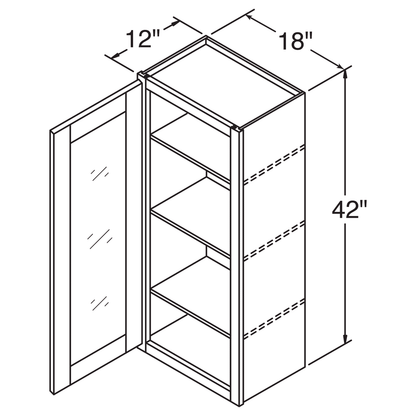 Mullion Door Wall Kitchen Cabinet WMD1842 Milan Slate 18 in. width 42 in. height 12 in. depth