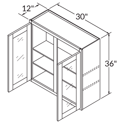 Mullion Door Wall Kitchen Cabinet WMD3036 Milan Slate 30 in. width 36 in. height 12 in. depth