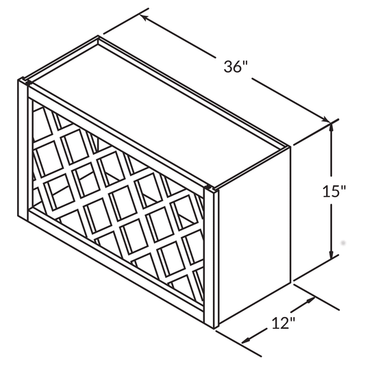 Wine Rack Kitchen Cabinet WR3615 Milan Pearl LessCare 36 in. width 15 in. height 12 in. depth