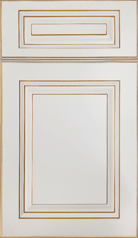 Cubitac Imperial Sofia Caramel Raised Panel Off-White with Glaze Door Sample
