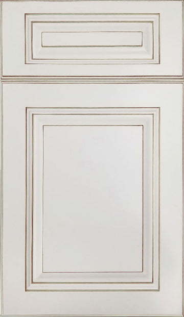 Cubitac Imperial Sofia Pewter Raised Panel Off-White with Glaze Door Sample