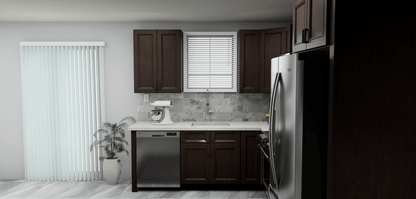 Fabuwood Allure Fusion Kona 8 x 11 L Shaped Kitchen Side Layout Photo