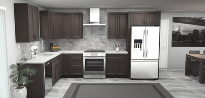 Fabuwood Allure Fusion Kona 8 x 13 L Shaped Kitchen Front Layout Photo