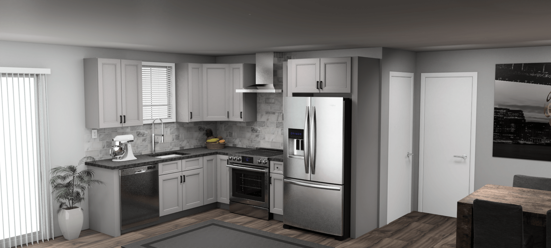 Fabuwood Allure Fusion Nickel 8 x 10 L Shaped Kitchen Main Layout Photo
