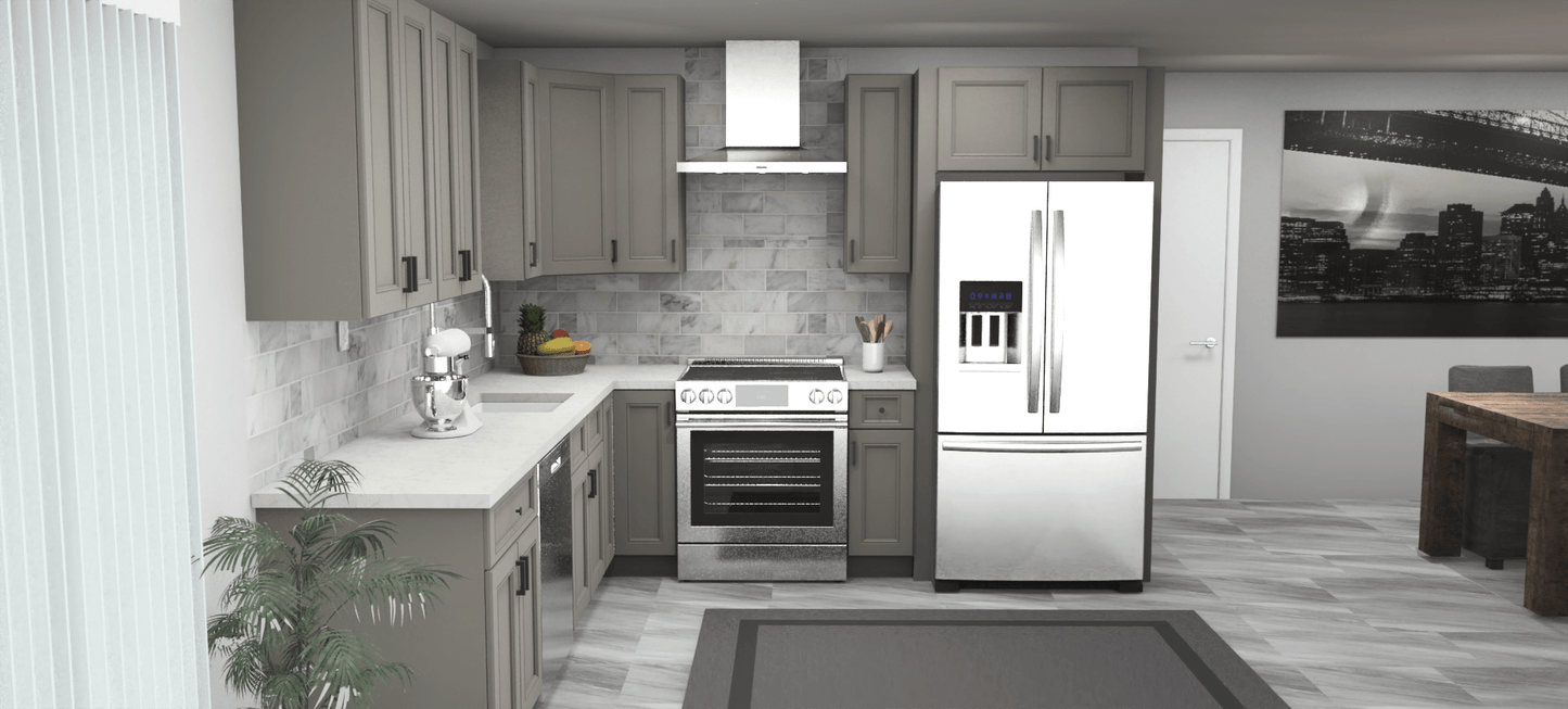 Fabuwood Allure Fusion Stone 10 x 10 L Shaped Kitchen Front Layout Photo