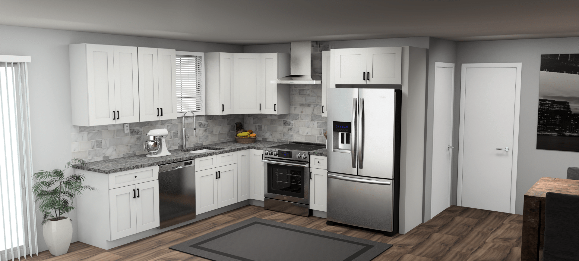 Fabuwood Allure Galaxy Frost 10 x 10 L Shaped Kitchen Main Layout Photo
