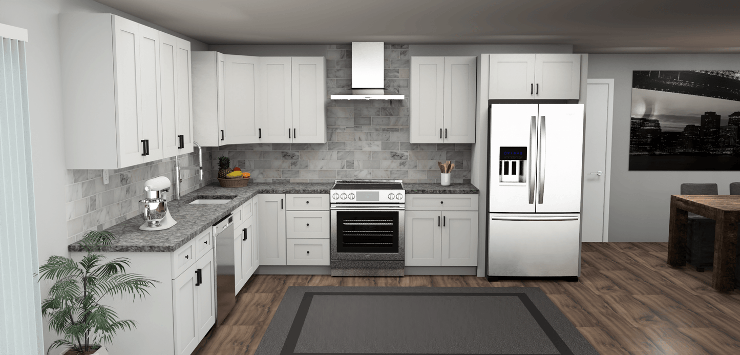 Fabuwood Allure Galaxy Frost 11 x 13 L Shaped Kitchen Front Layout Photo