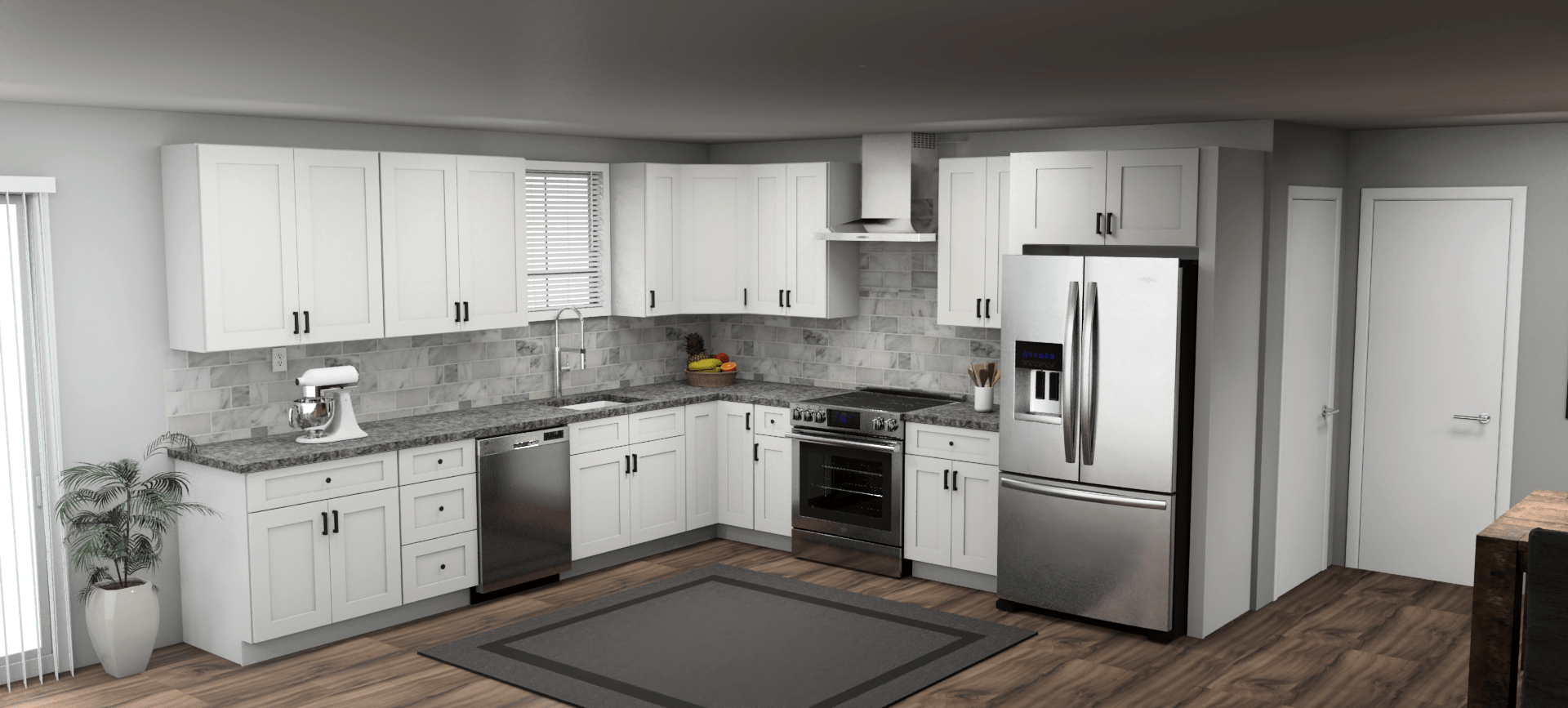 Fabuwood Allure Galaxy Frost 12 x 12 L Shaped Kitchen Main Layout Photo