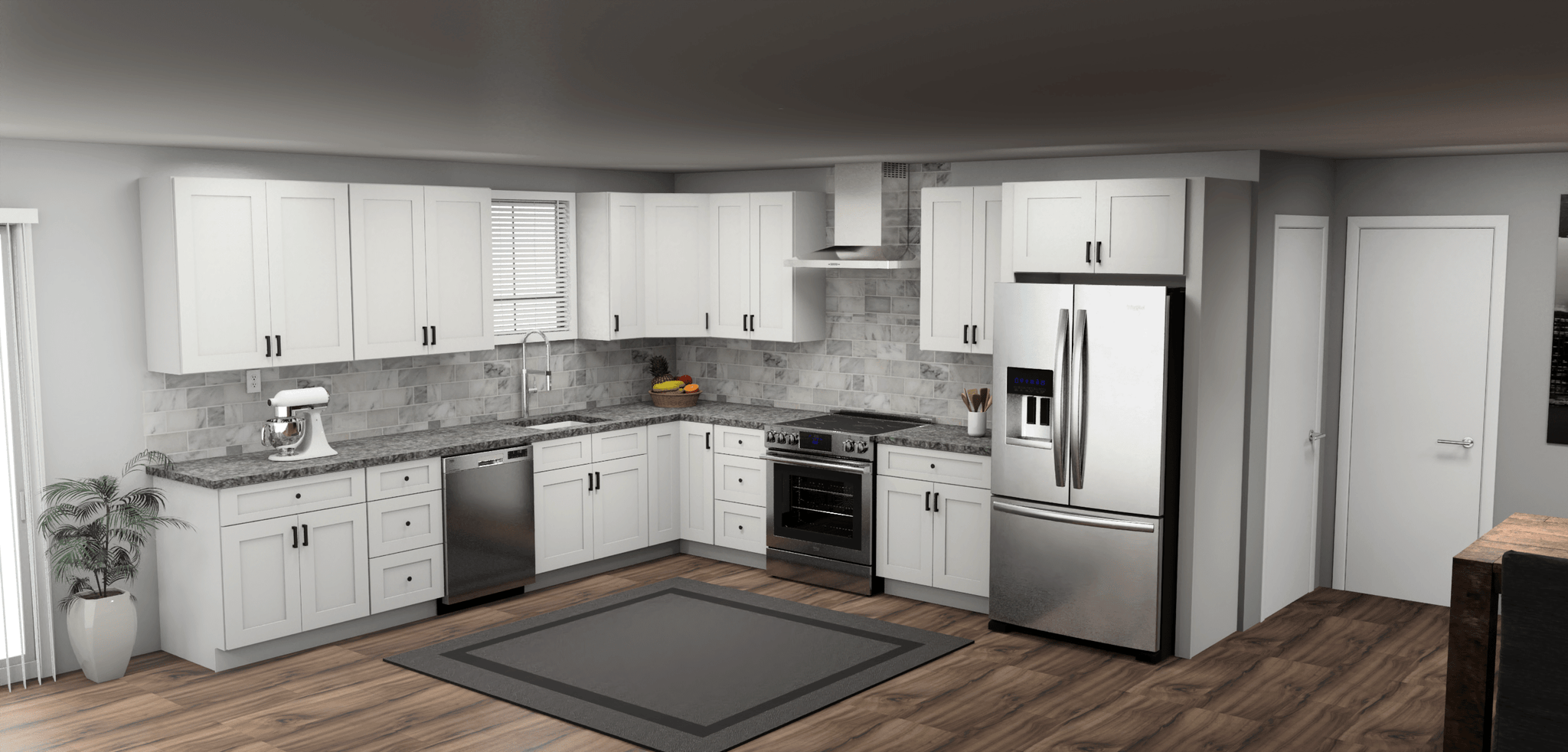 Fabuwood Allure Galaxy Frost 12 x 13 L Shaped Kitchen Main Layout Photo