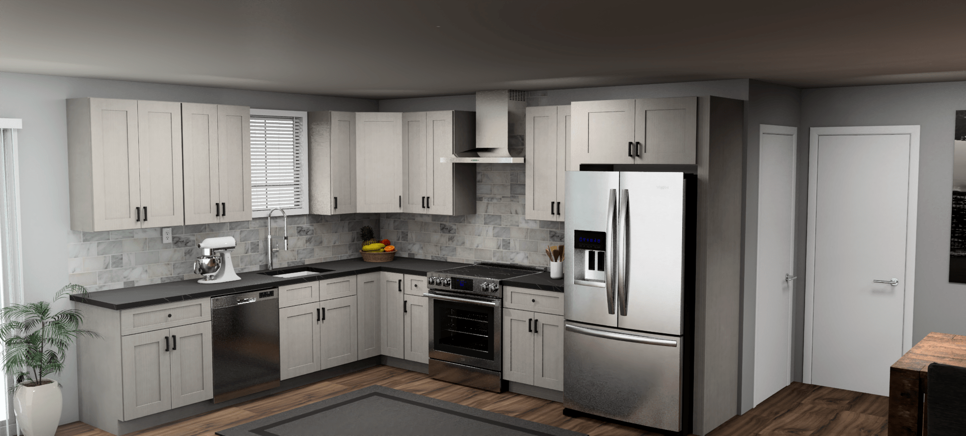 Fabuwood Allure Galaxy Horizon 10 x 12 L Shaped Kitchen Main Layout Photo