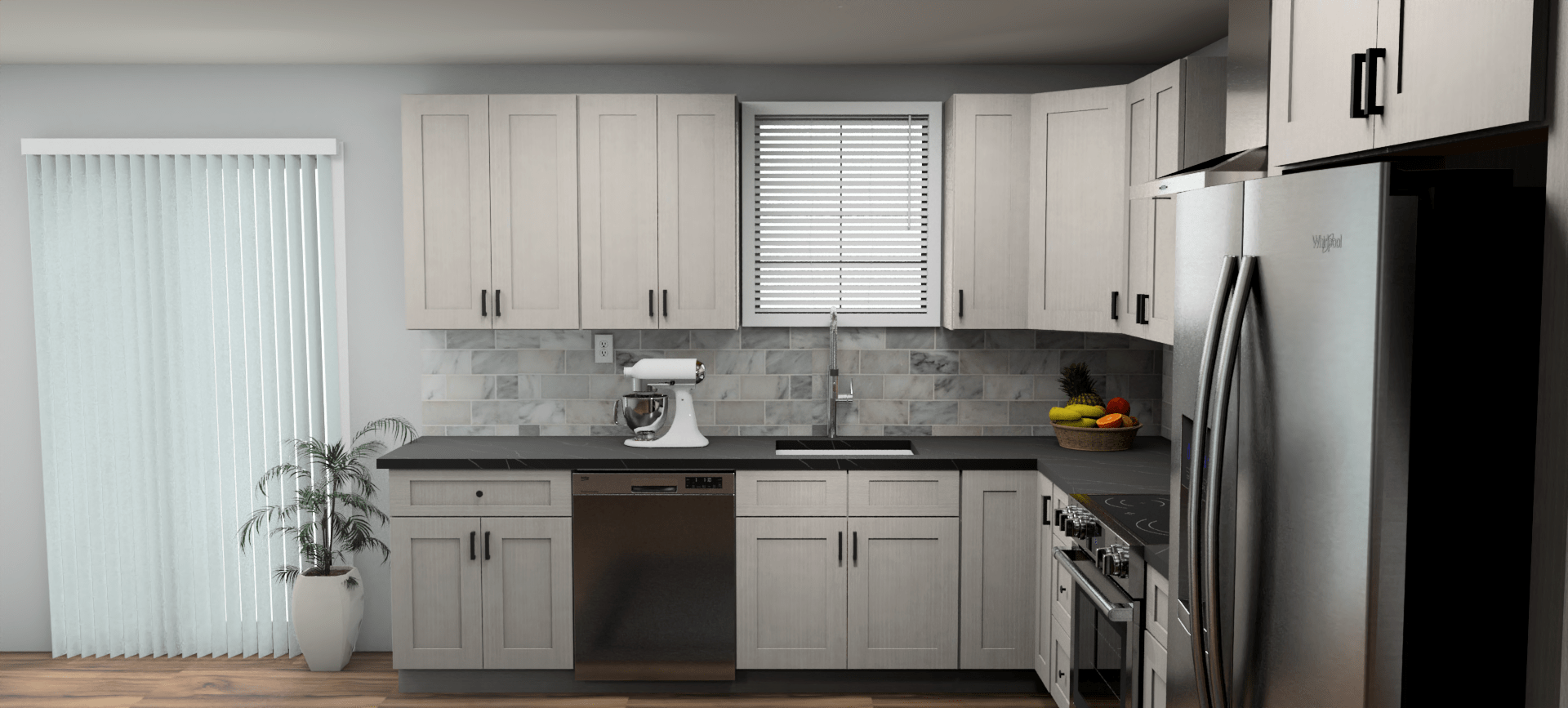 Fabuwood Allure Galaxy Horizon 10 x 13 L Shaped Kitchen Side Layout Photo