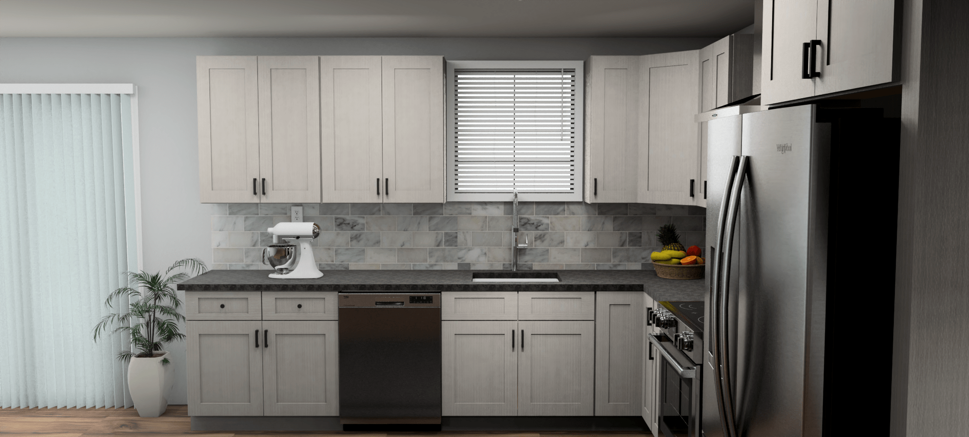 Fabuwood Allure Galaxy Horizon 11 x 12 L Shaped Kitchen Side Layout Photo