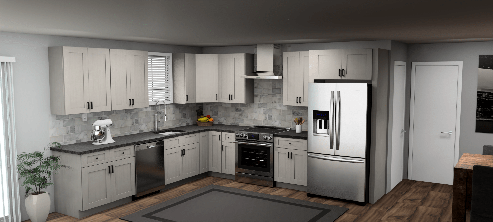 Fabuwood Allure Galaxy Horizon 11 x 12 L Shaped Kitchen Main Layout Photo