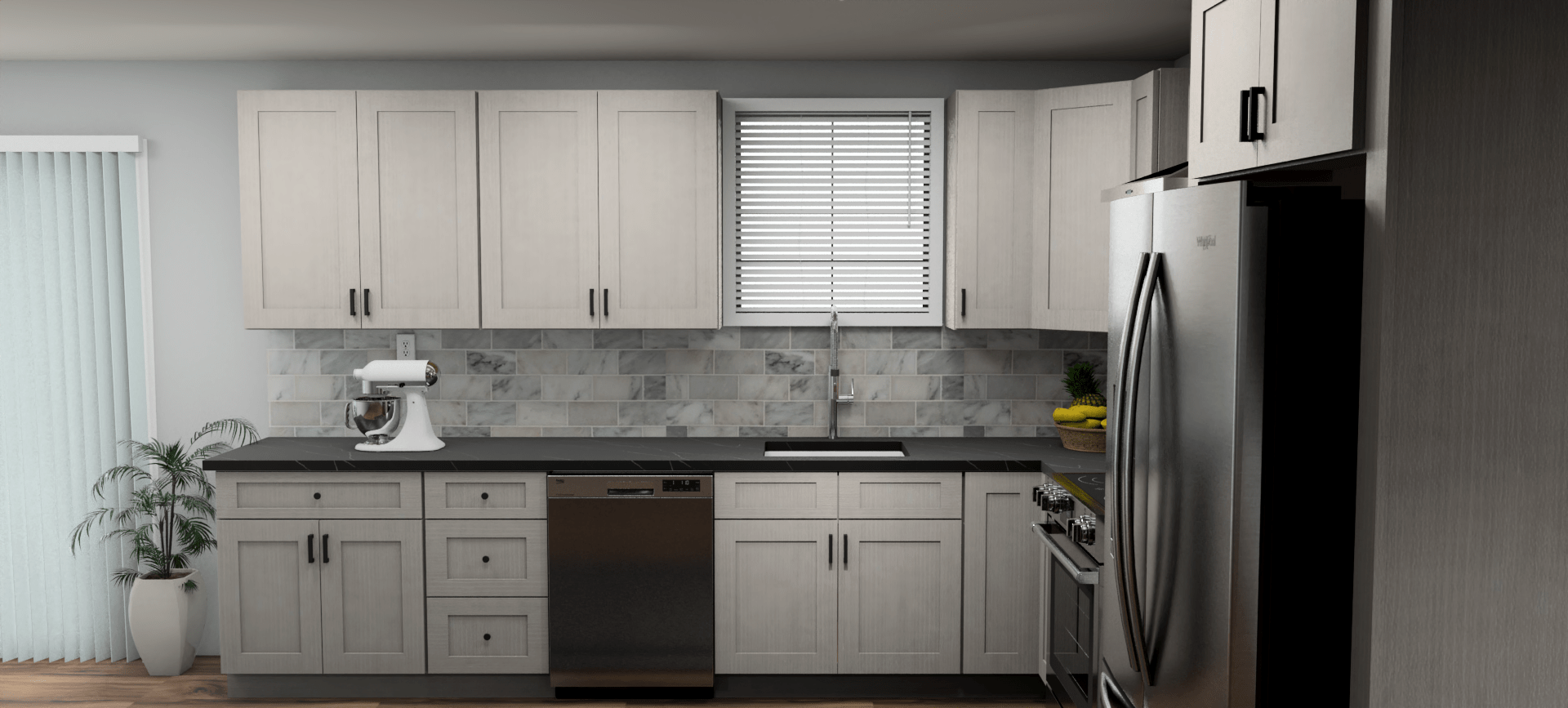 Fabuwood Allure Galaxy Horizon 12 x 11 L Shaped Kitchen Side Layout Photo