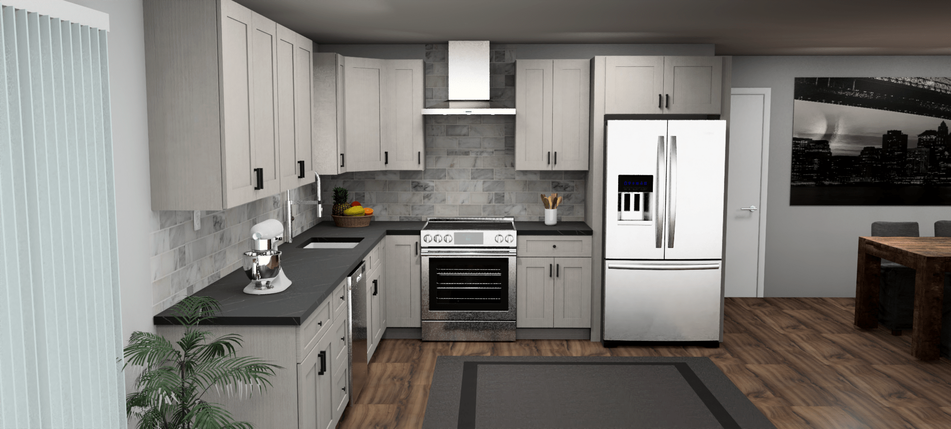 Fabuwood Allure Galaxy Horizon 12 x 11 L Shaped Kitchen Front Layout Photo