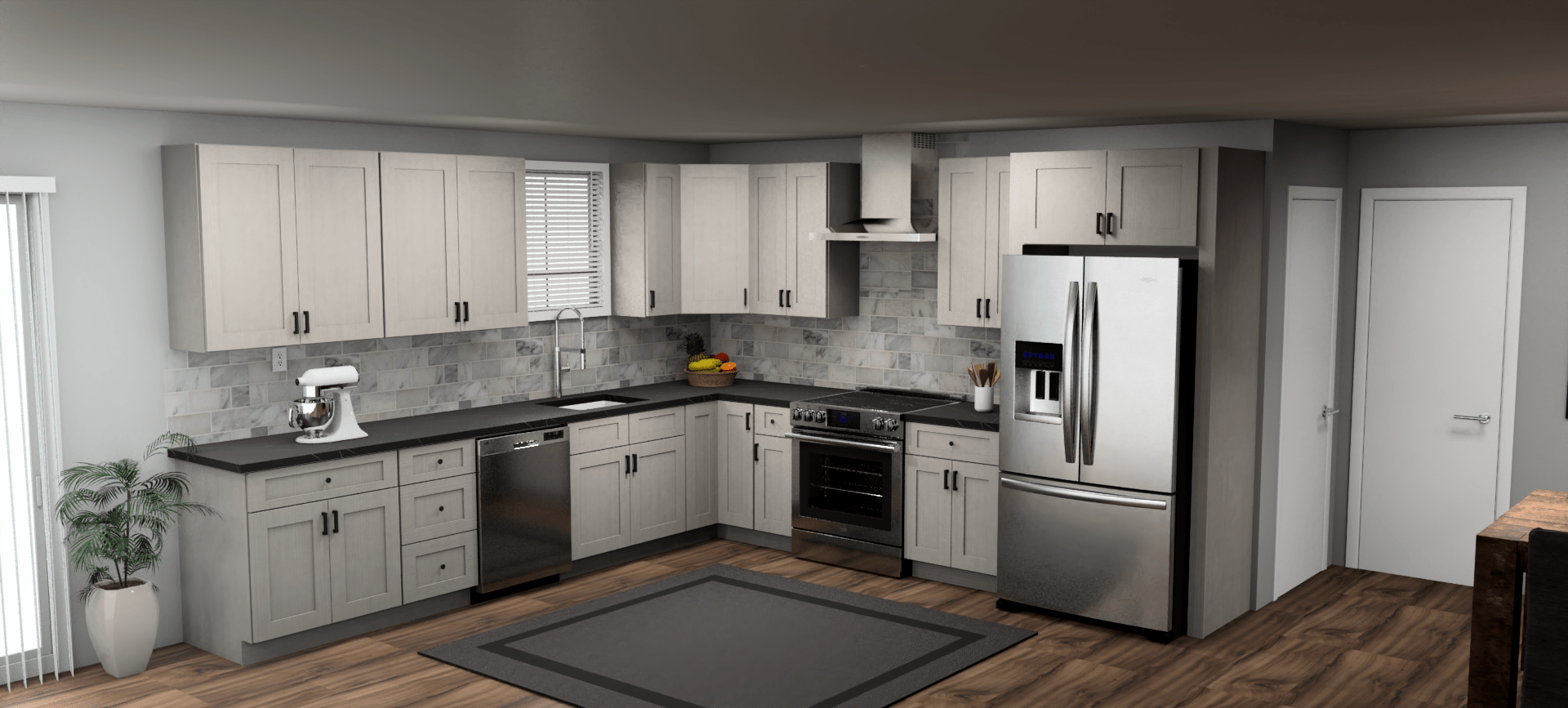 Fabuwood Allure Galaxy Horizon 12 x 12 L Shaped Kitchen Main Layout Photo