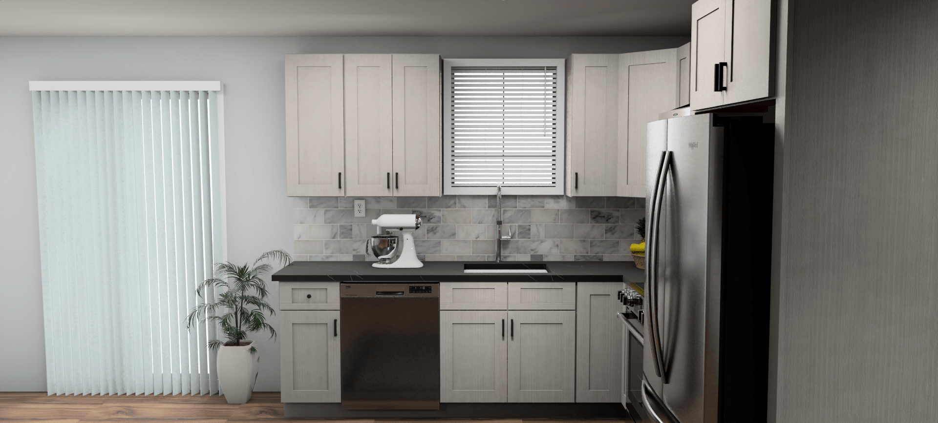 Fabuwood Allure Galaxy Horizon 9 x 10 L Shaped Kitchen Side Layout Photo