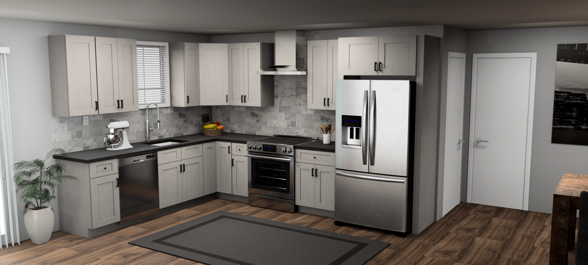 Fabuwood Allure Galaxy Horizon 9 x 12 L Shaped Kitchen Main Layout Photo