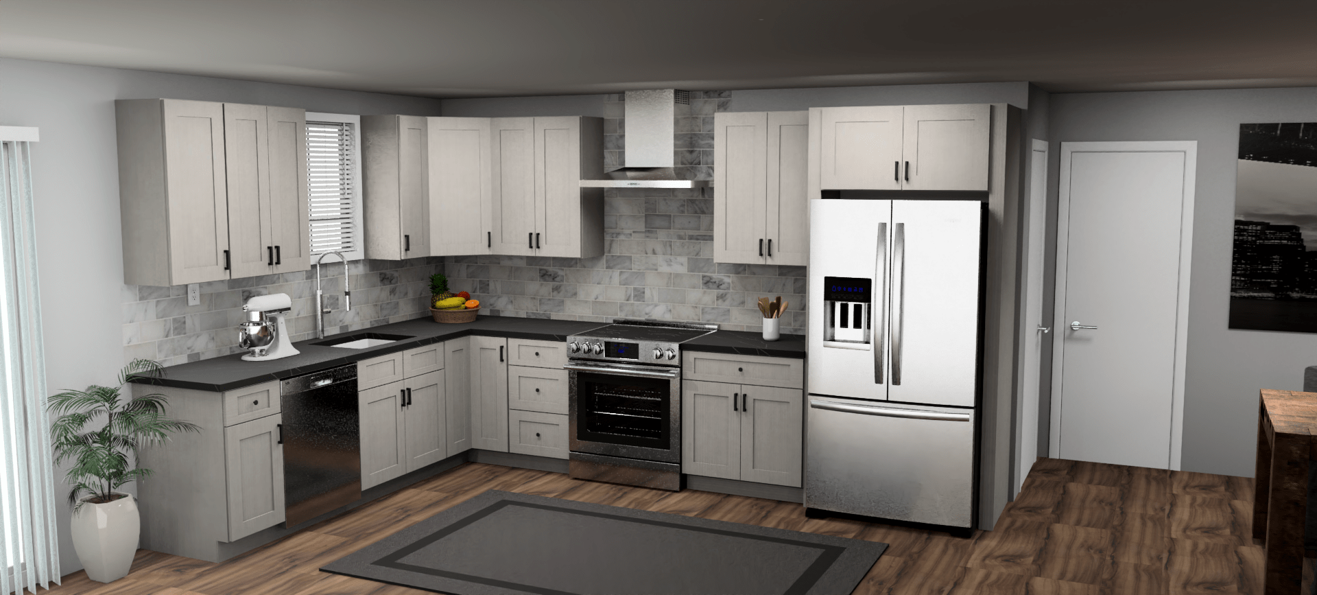 Fabuwood Allure Galaxy Horizon 9 x 13 L Shaped Kitchen Main Layout Photo