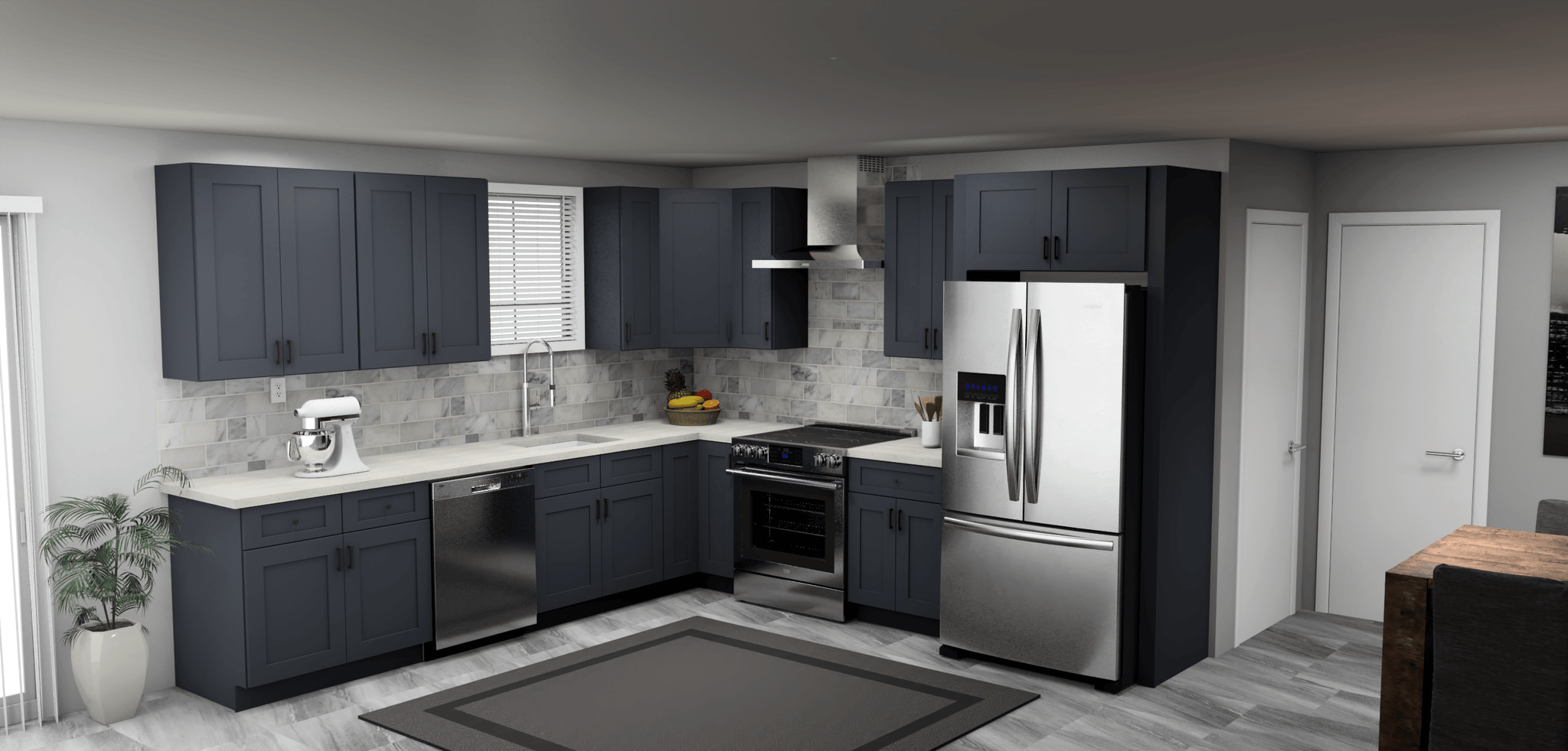 Fabuwood Allure Galaxy Indigo 11 x 11 L Shaped Kitchen Main Layout Photo