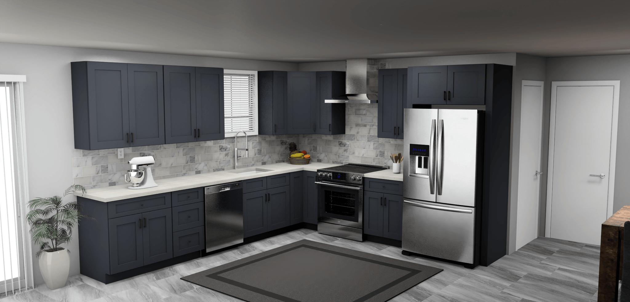 Fabuwood Allure Galaxy Indigo 12 x 11 L Shaped Kitchen Main Layout Photo