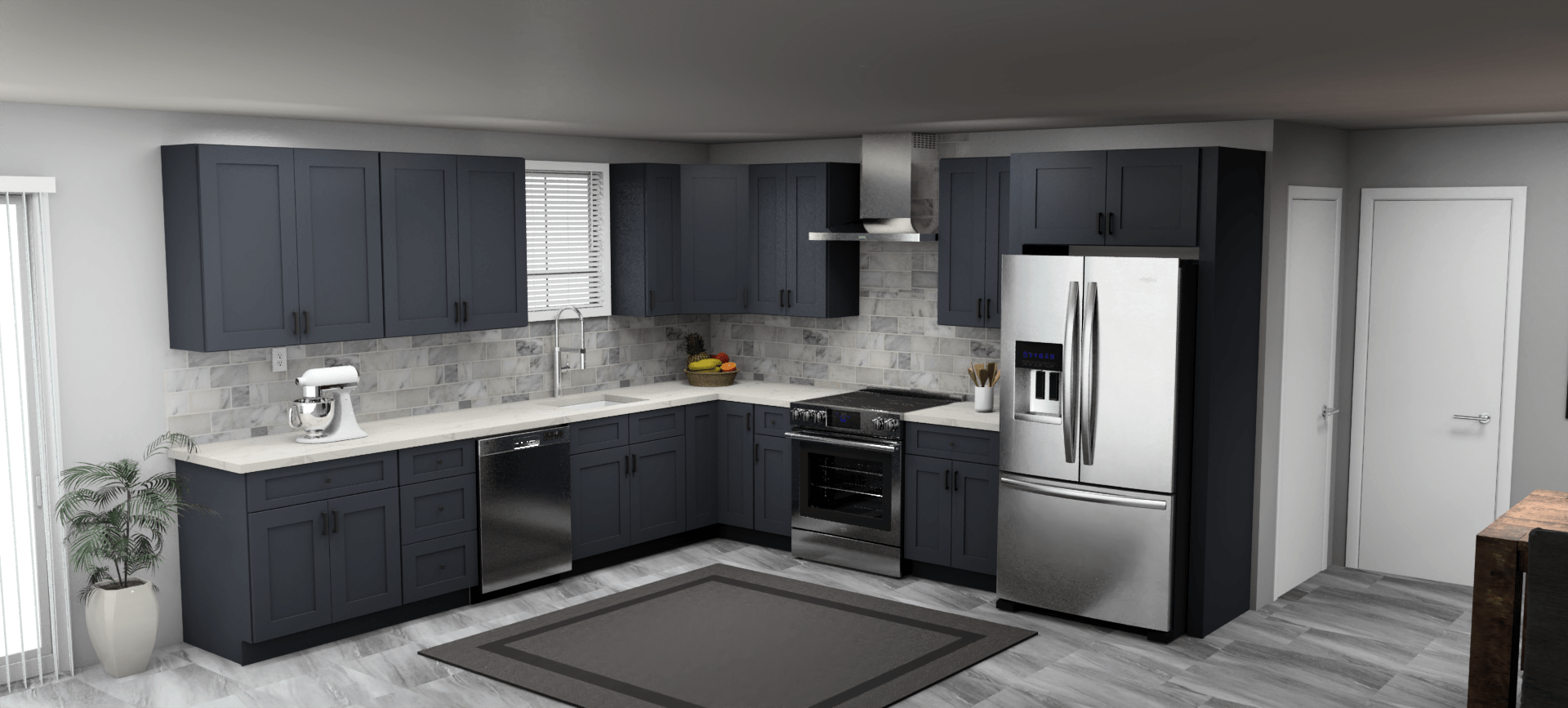 Fabuwood Allure Galaxy Indigo 12 x 12 L Shaped Kitchen Main Layout Photo