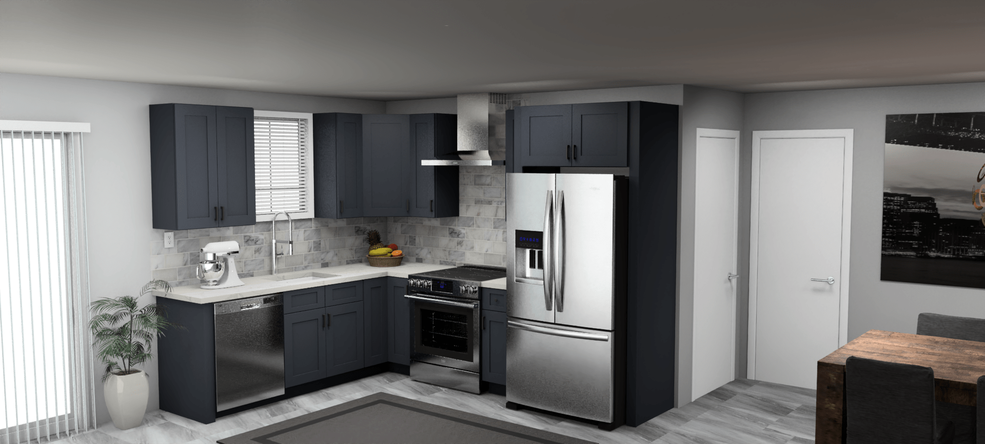 Fabuwood Allure Galaxy Indigo 8 x 10 L Shaped Kitchen Main Layout Photo