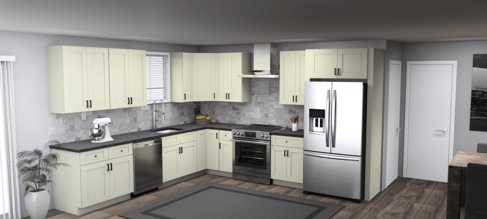 Fabuwood Allure Galaxy Linen 11 x 12 L Shaped Kitchen Main Layout Photo