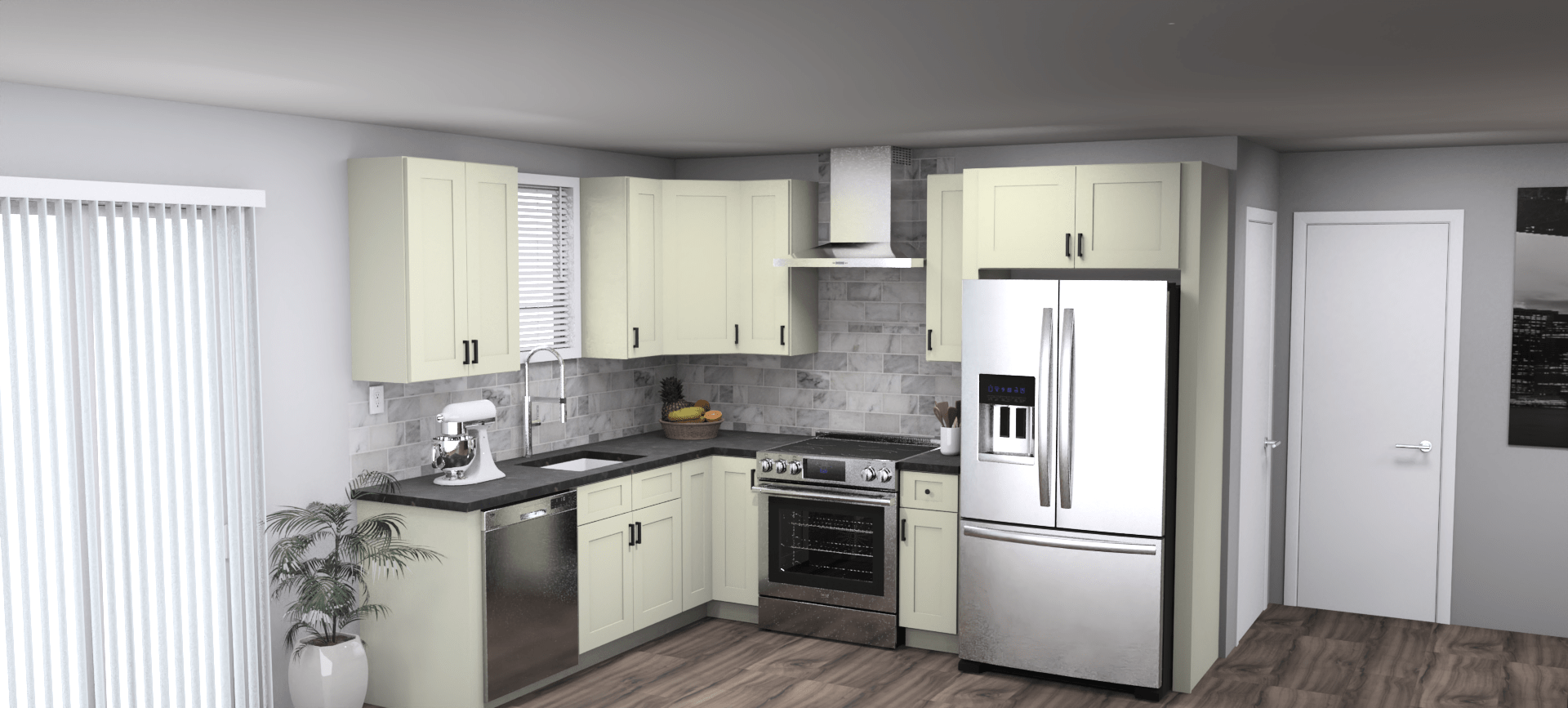Fabuwood Allure Galaxy Linen 8 x 10 L Shaped Kitchen Main Layout Photo