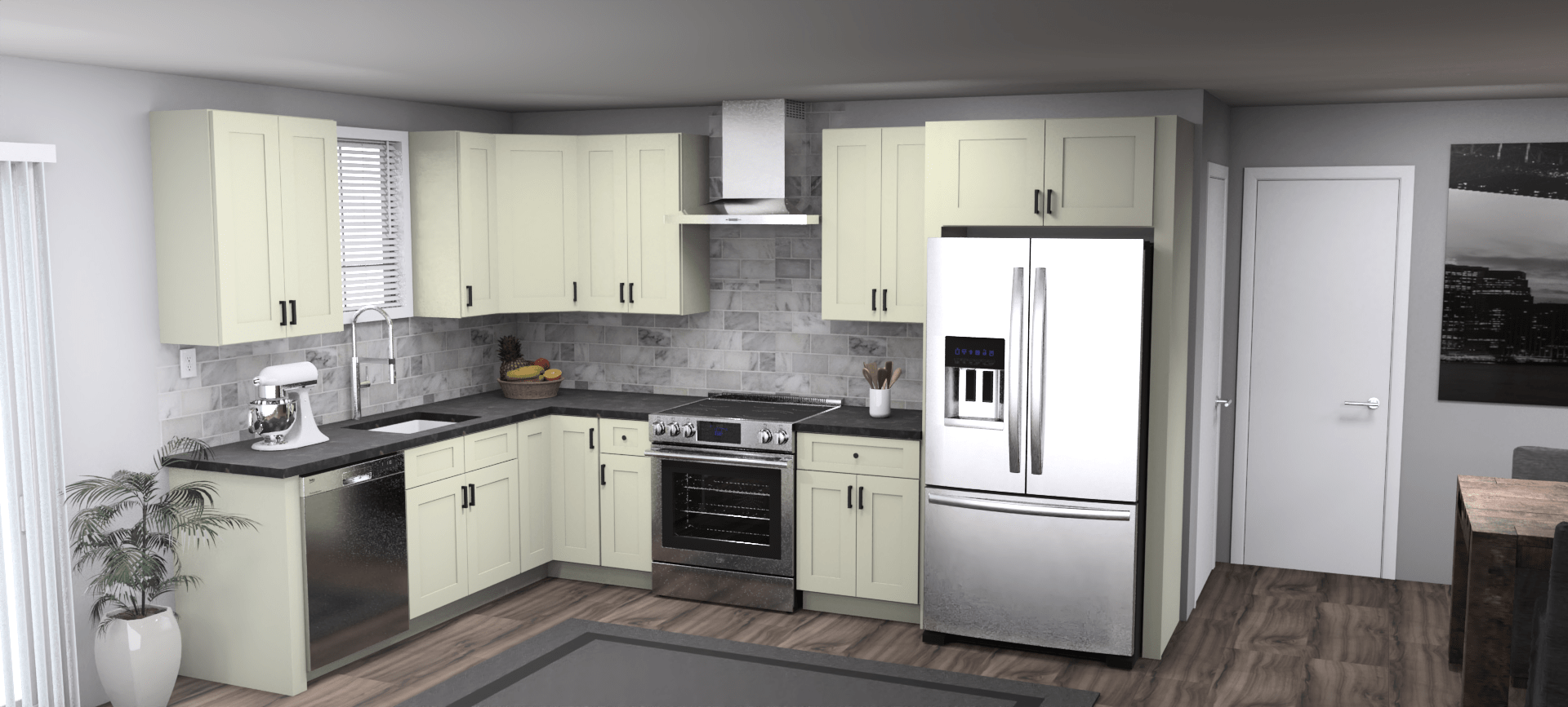 Fabuwood Allure Galaxy Linen 8 x 12 L Shaped Kitchen Main Layout Photo