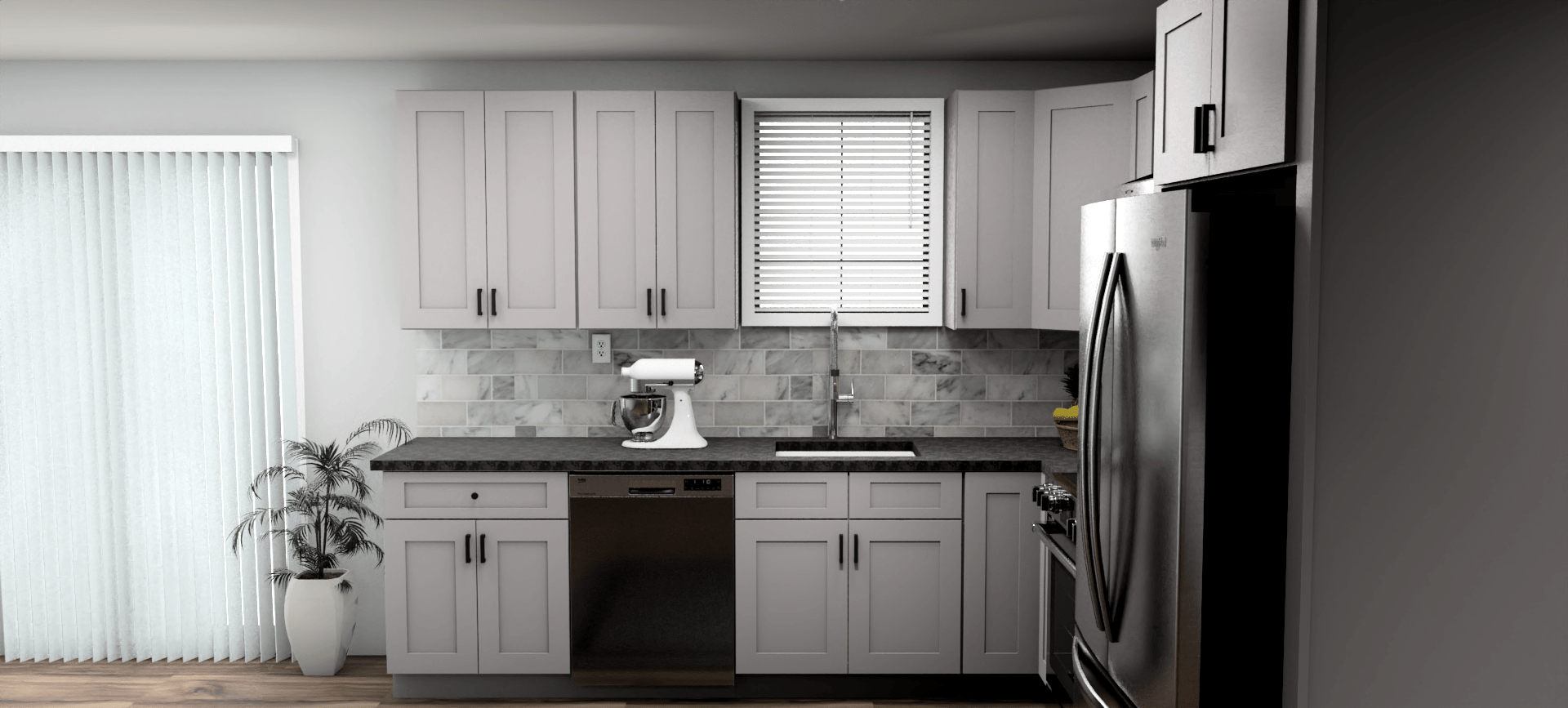 Fabuwood Allure Galaxy Nickel 10 x 10 L Shaped Kitchen Side Layout Photo