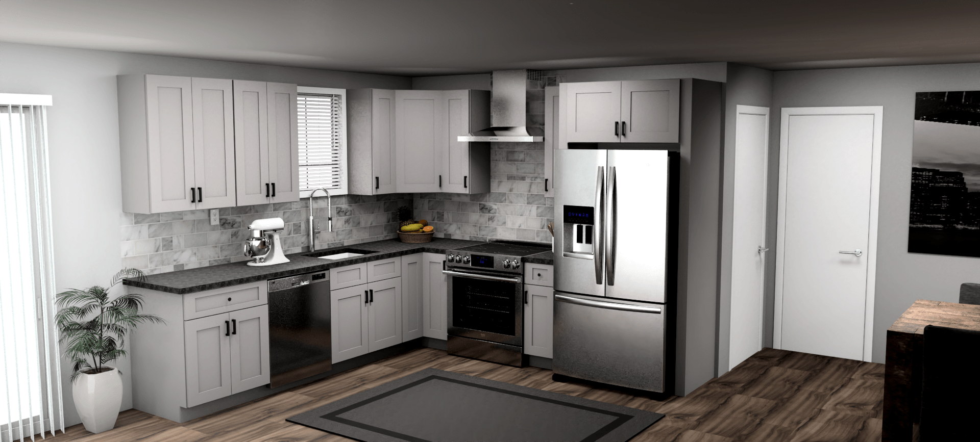 Fabuwood Allure Galaxy Nickel 10 x 10 L Shaped Kitchen Main Layout Photo
