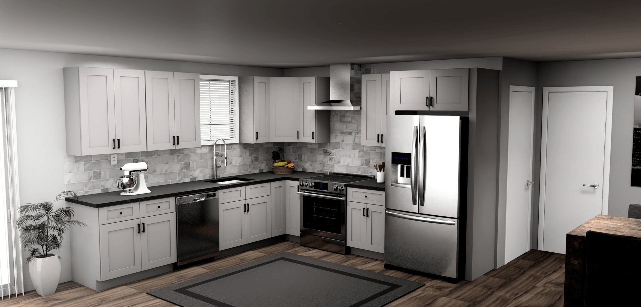 Fabuwood Allure Galaxy Nickel 11 x 11 L Shaped Kitchen Main Layout Photo
