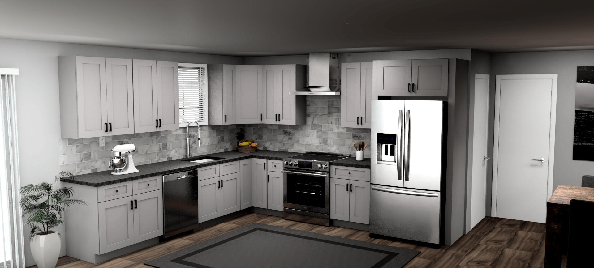 Fabuwood Allure Galaxy Nickel 11 x 12 L Shaped Kitchen Main Layout Photo