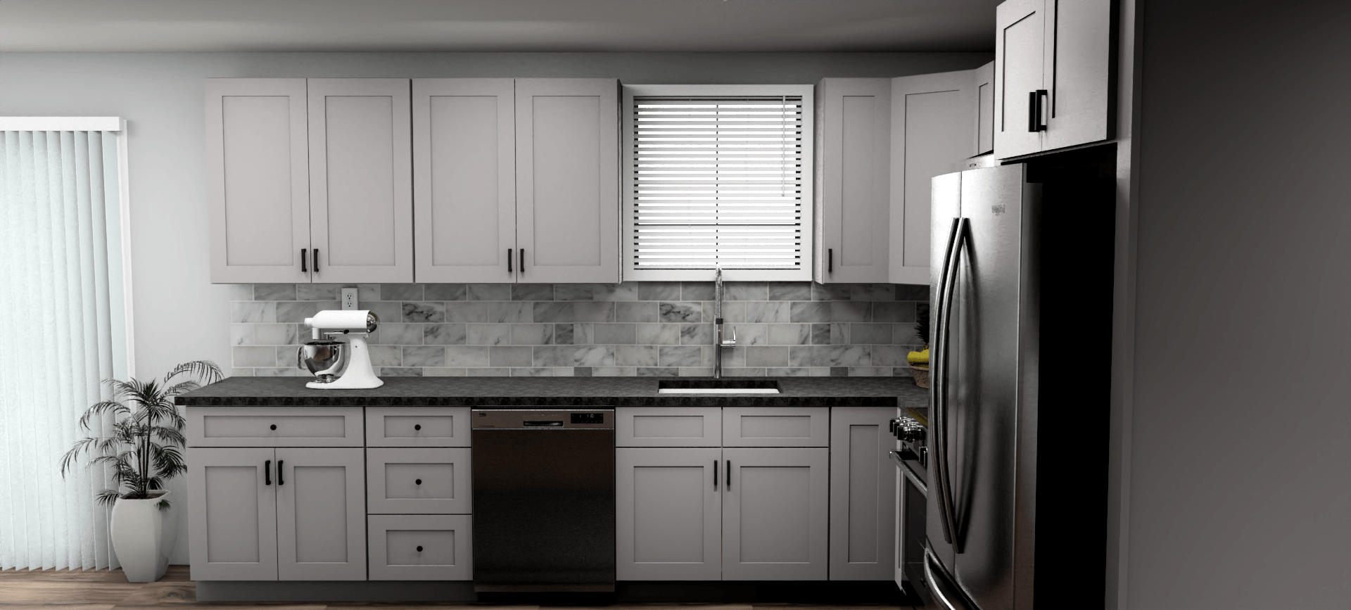 Fabuwood Allure Galaxy Nickel 12 x 10 L Shaped Kitchen Side Layout Photo