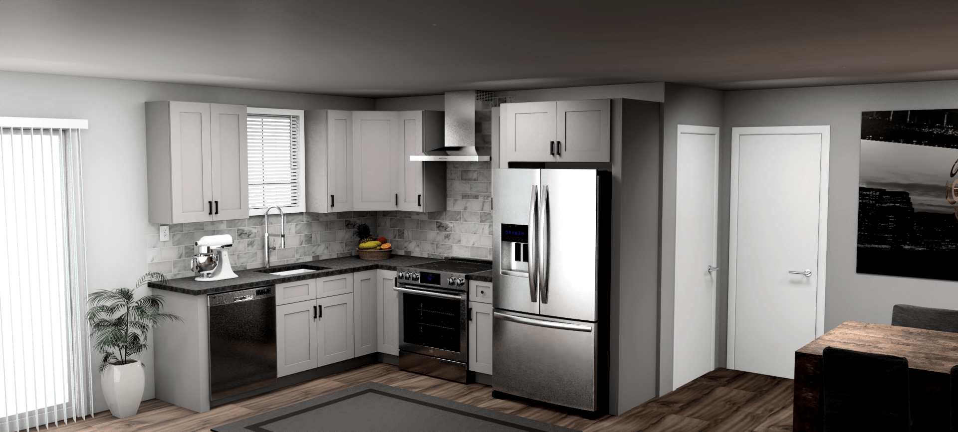 Fabuwood Allure Galaxy Nickel 8 x 10 L Shaped Kitchen Main Layout Photo