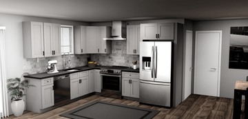 Fabuwood Allure Galaxy Nickel 9 x 11 L Shaped Kitchen Main Layout Photo