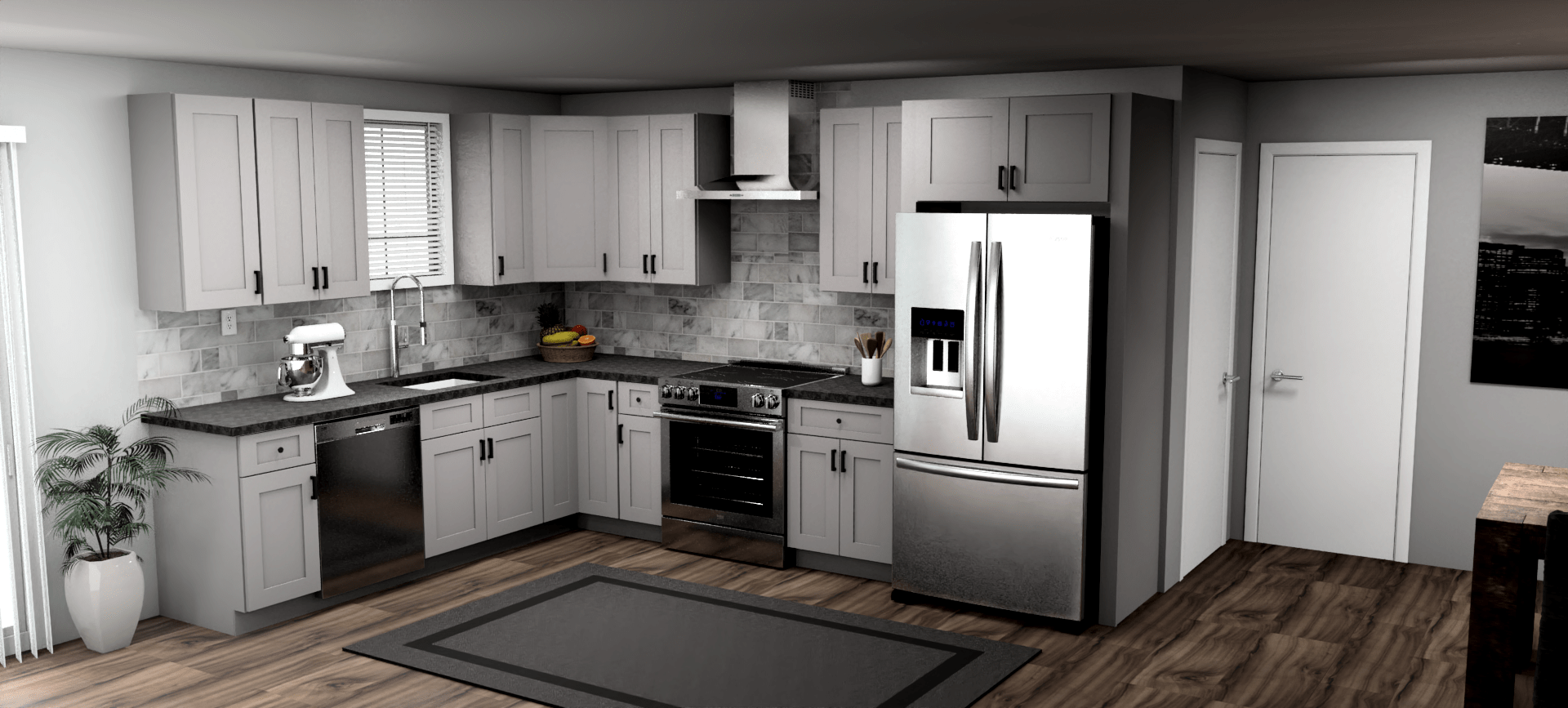 Fabuwood Allure Galaxy Nickel 9 x 12 L Shaped Kitchen Main Layout Photo
