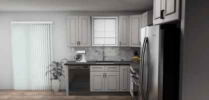 Fabuwood Allure Imperio Nickel 8 x 13 L Shaped Kitchen Side Layout Photo