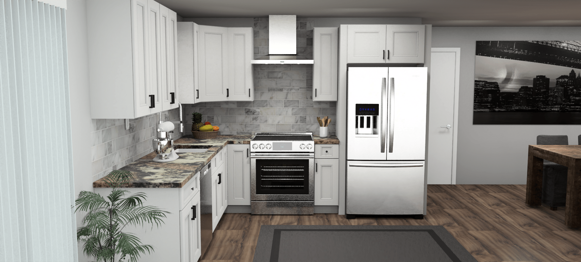 Fabuwood Allure Nexus Frost 10 x 10 L Shaped Kitchen Front Layout Photo