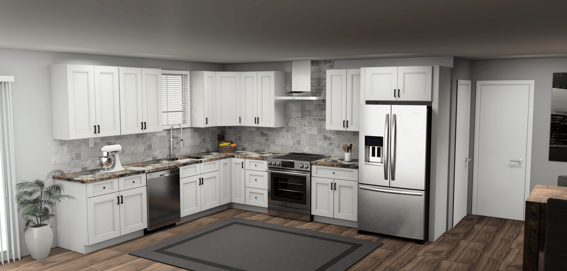 Fabuwood Allure Nexus Frost 11 x 13 L Shaped Kitchen Main Layout Photo