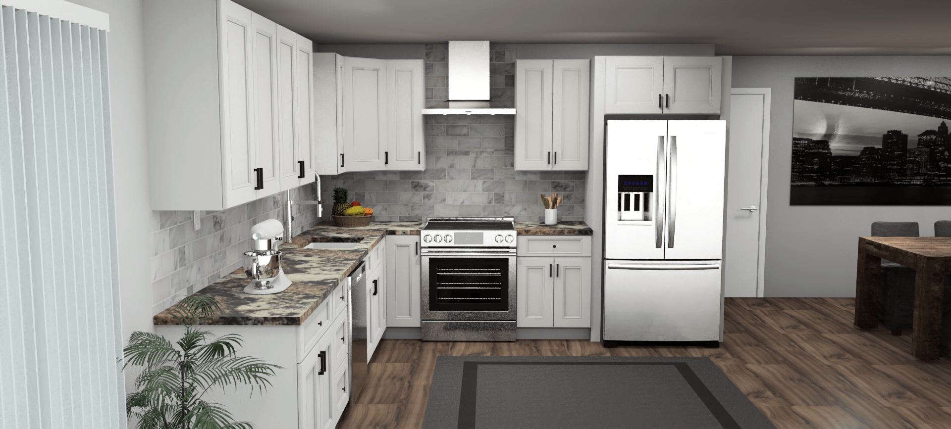 Fabuwood Allure Nexus Frost 12 x 11 L Shaped Kitchen Front Layout Photo